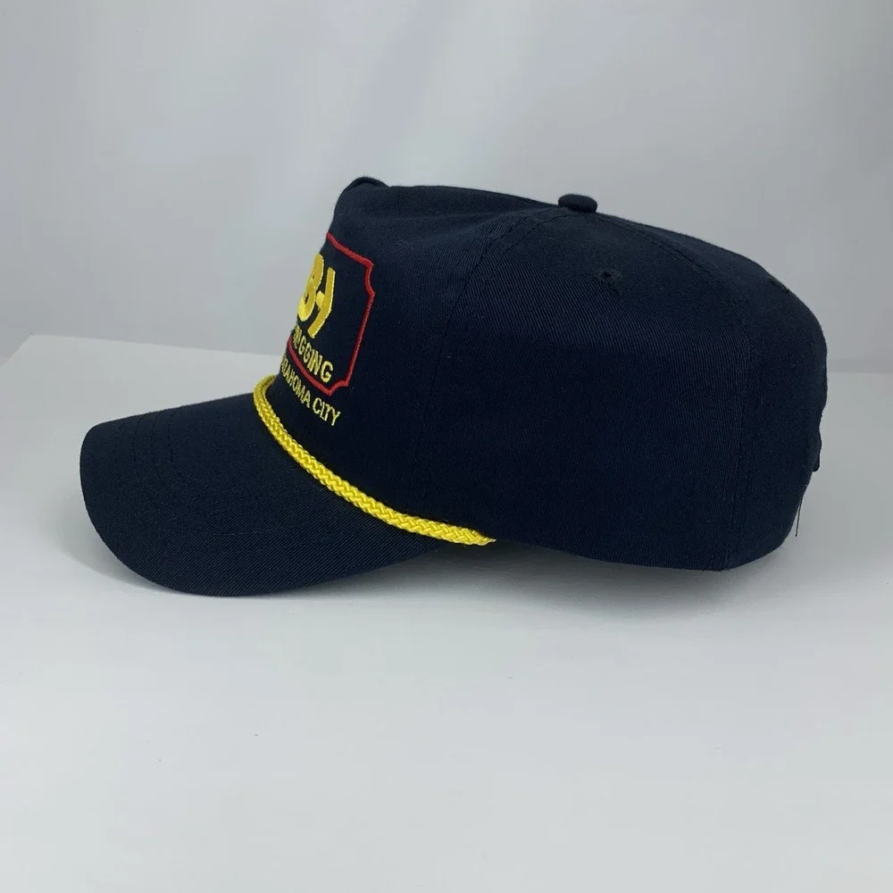 Belger Cranes & Rigging Trucker Hat Oklahoma City Adjustable Strap Black Cap Vtg